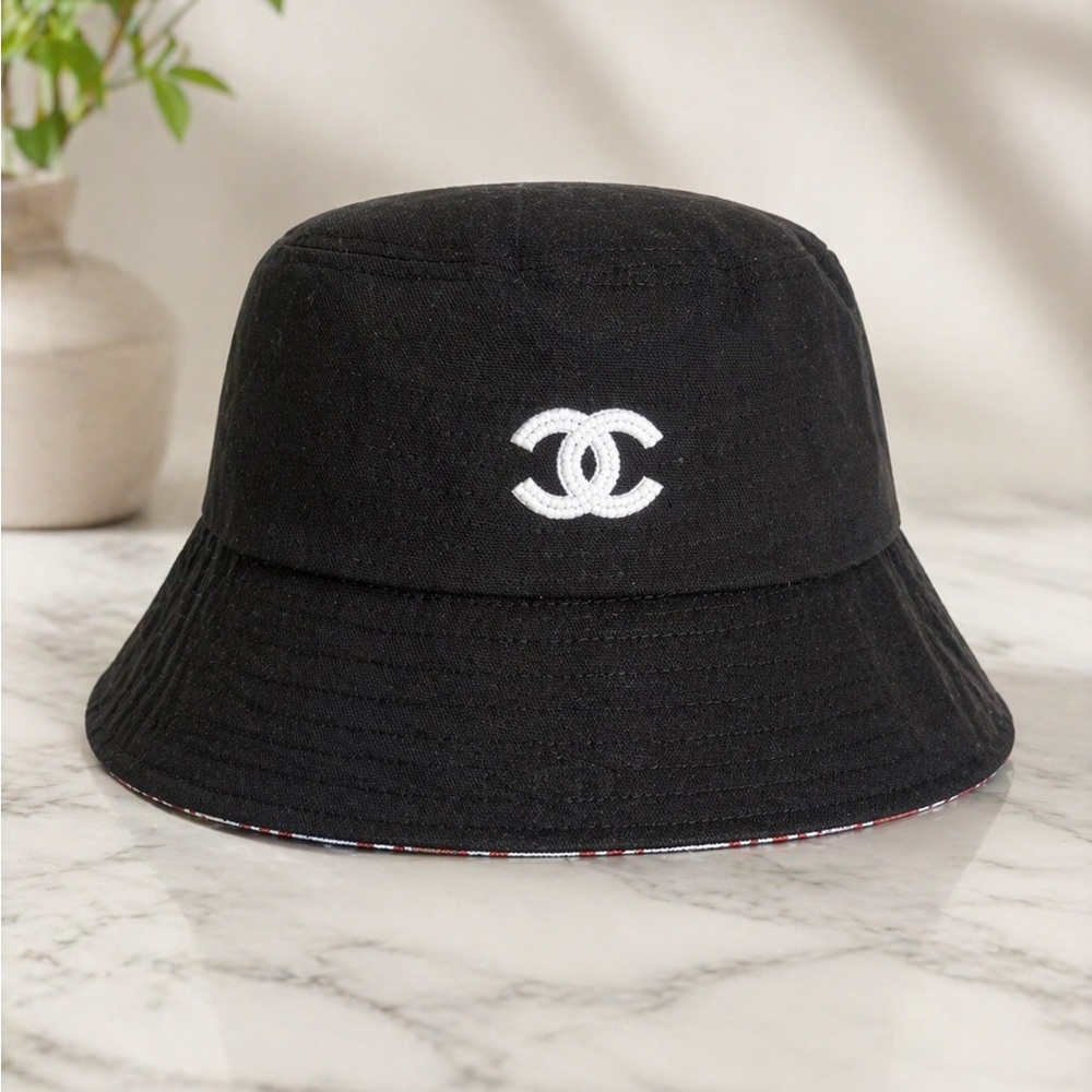 Chanel Reversible Black and Pink Plaid inside Bucket Hat - Picture 7 of 7
